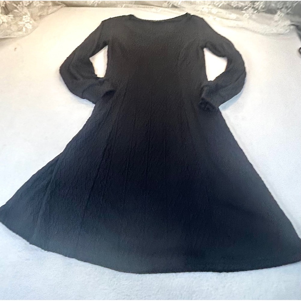 Dokotoo A-Line Dress Women M Black Textured Long Sleeve Casual Stretch